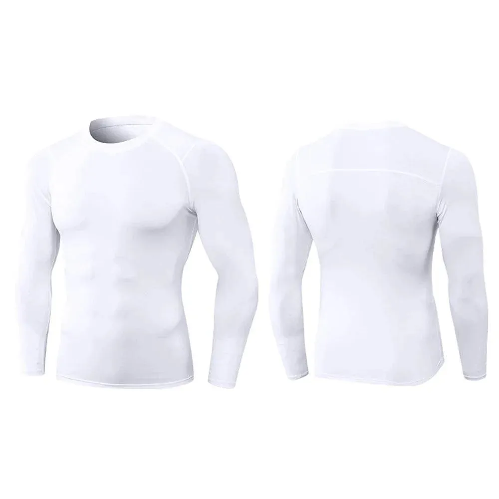 3pcs Men's Athletic Long Sleeve Compre ssion Shirts Quick Dry Workout T-Shirt Running Tops