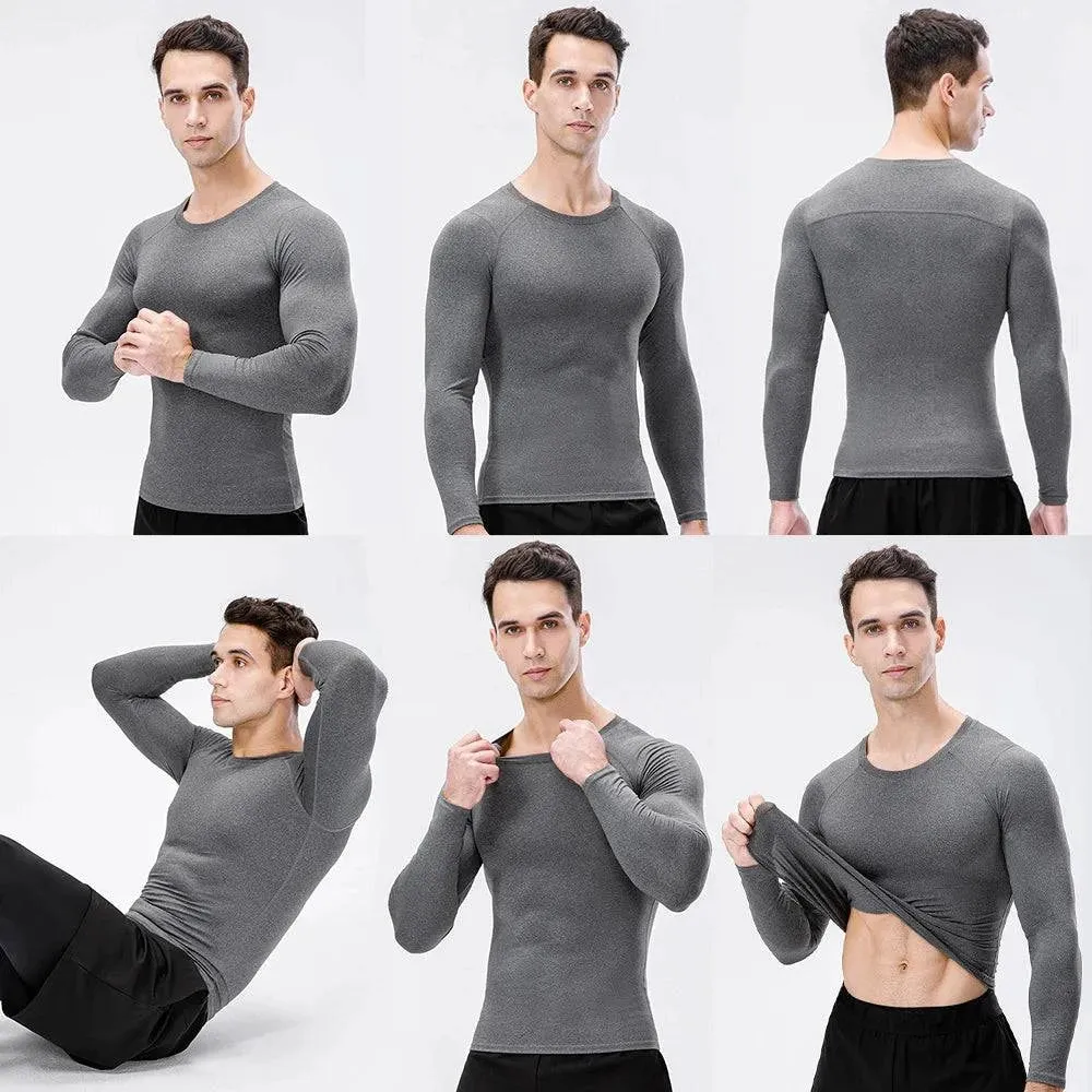 3pcs Men's Athletic Long Sleeve Compre ssion Shirts Quick Dry Workout T-Shirt Running Tops