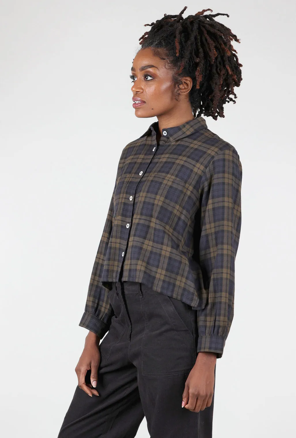 Ada Crop Blouse, Flannel Check