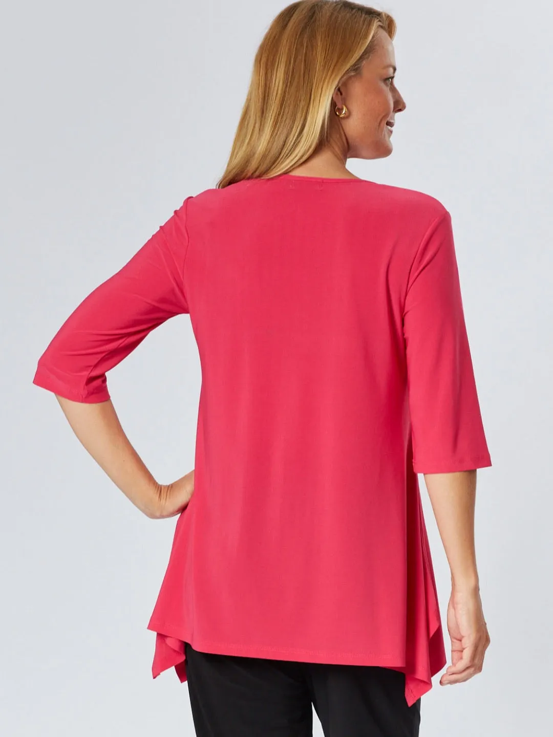 ANDREA VEE NECK MID SLV- Magenta 26355-S