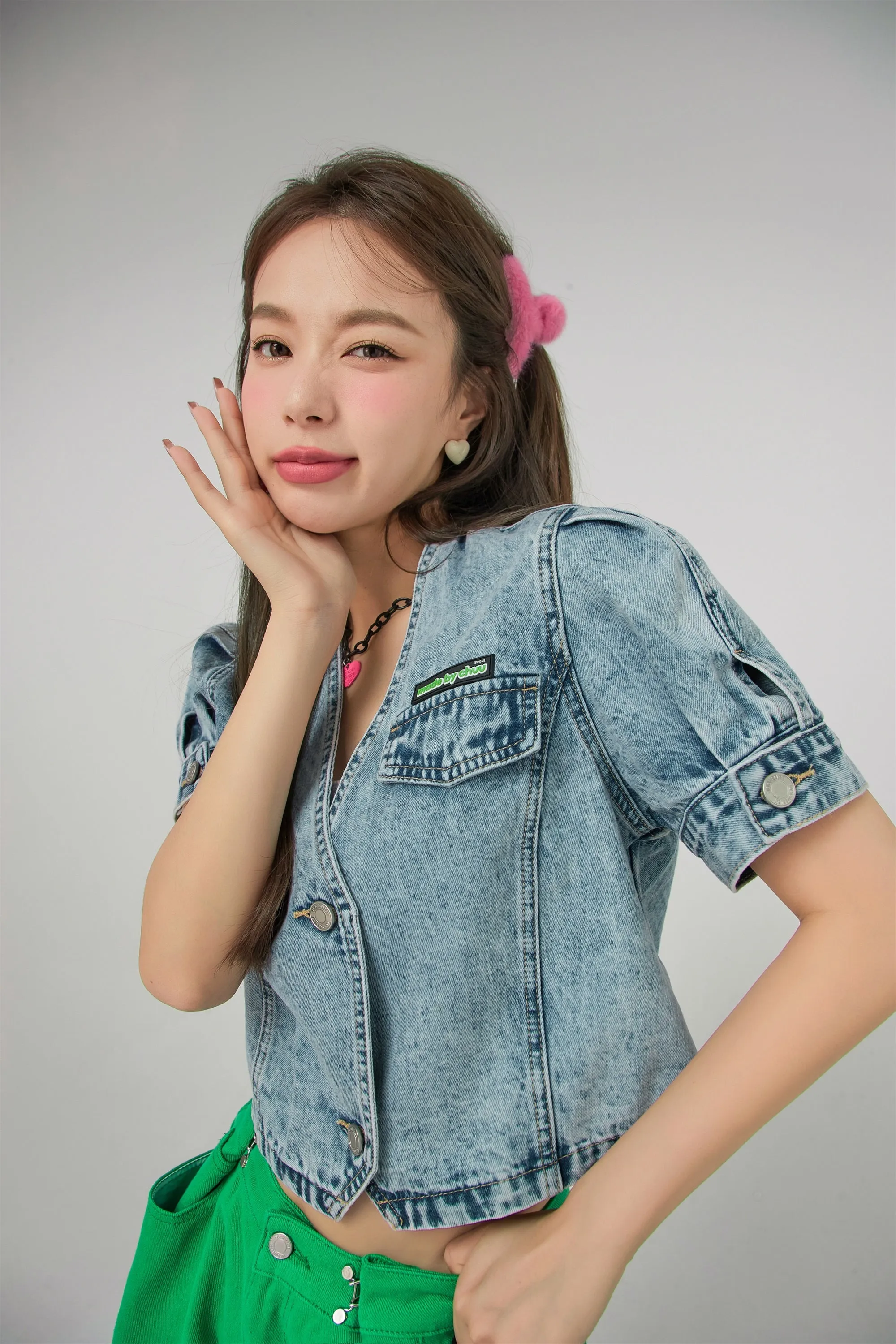 Back Heart Cutout Denim Jacket