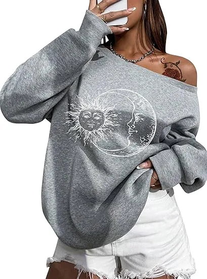 Black-Grey Comfy Pullover Sweatshirt w/Pockets