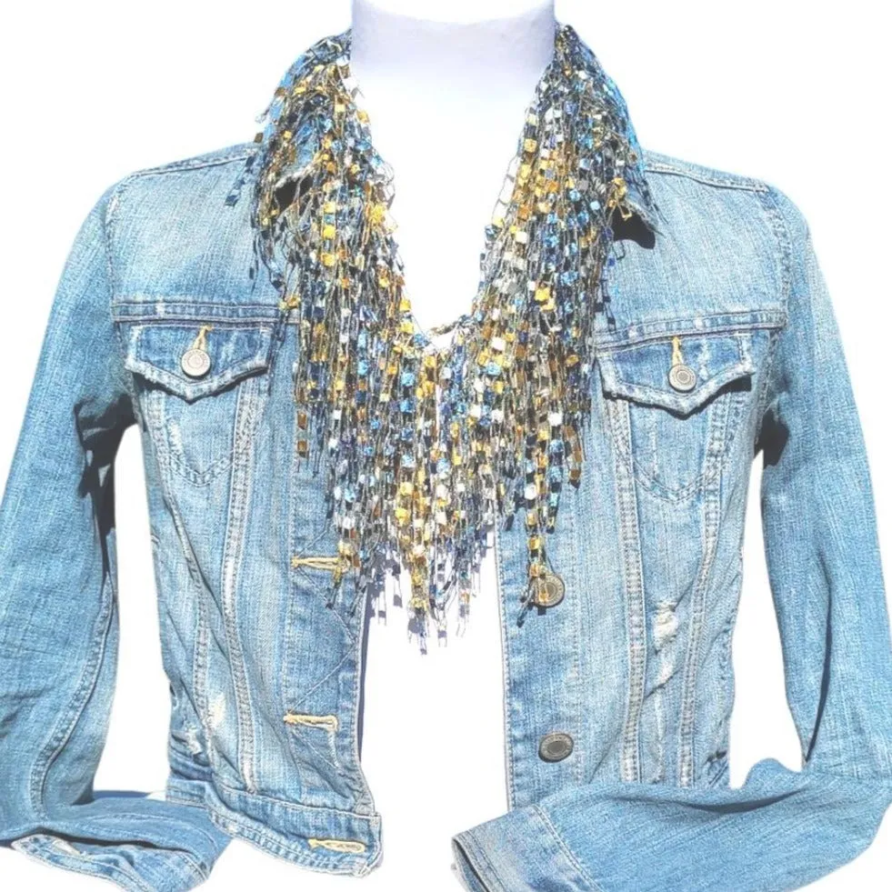 Blue and Sunny Yellow Scarf Necklace - Limited Edition