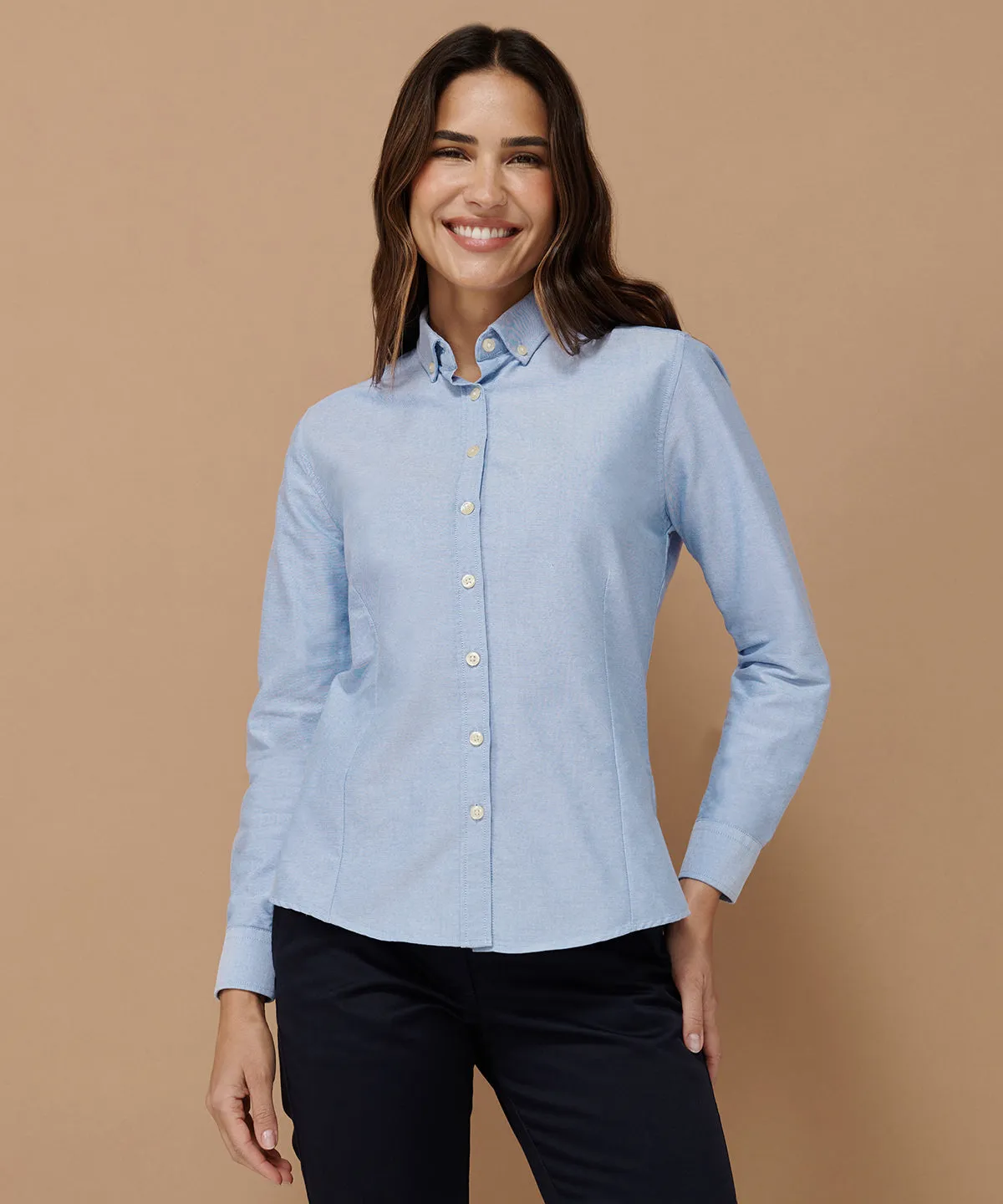 Blue - Women's modern long sleeve Oxford shirt