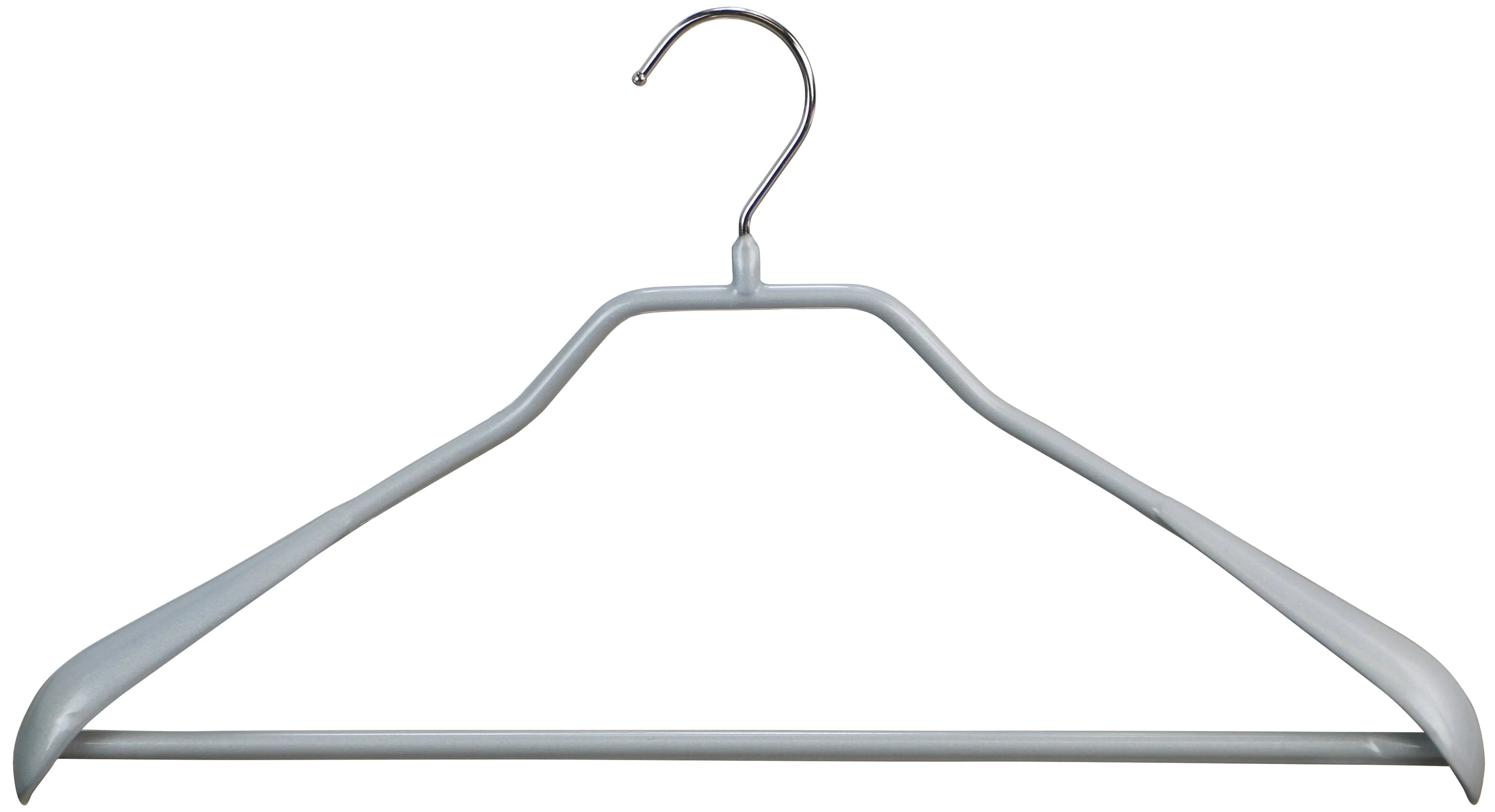 BodyForm Series- Steel Hanger Wide Shoulder Support & Pant Bar, Model 42LS, Silver