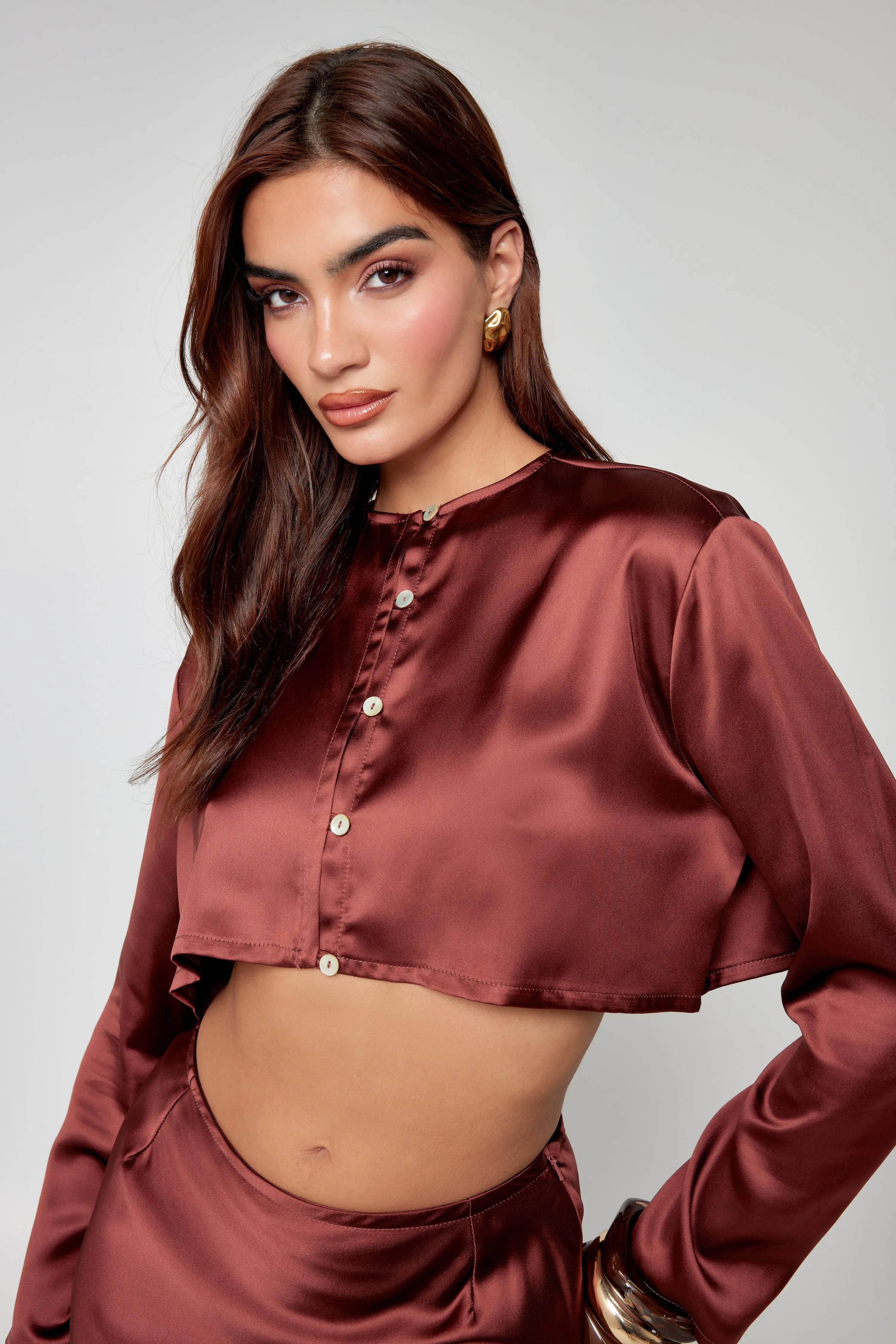 Brown Satin Blouse