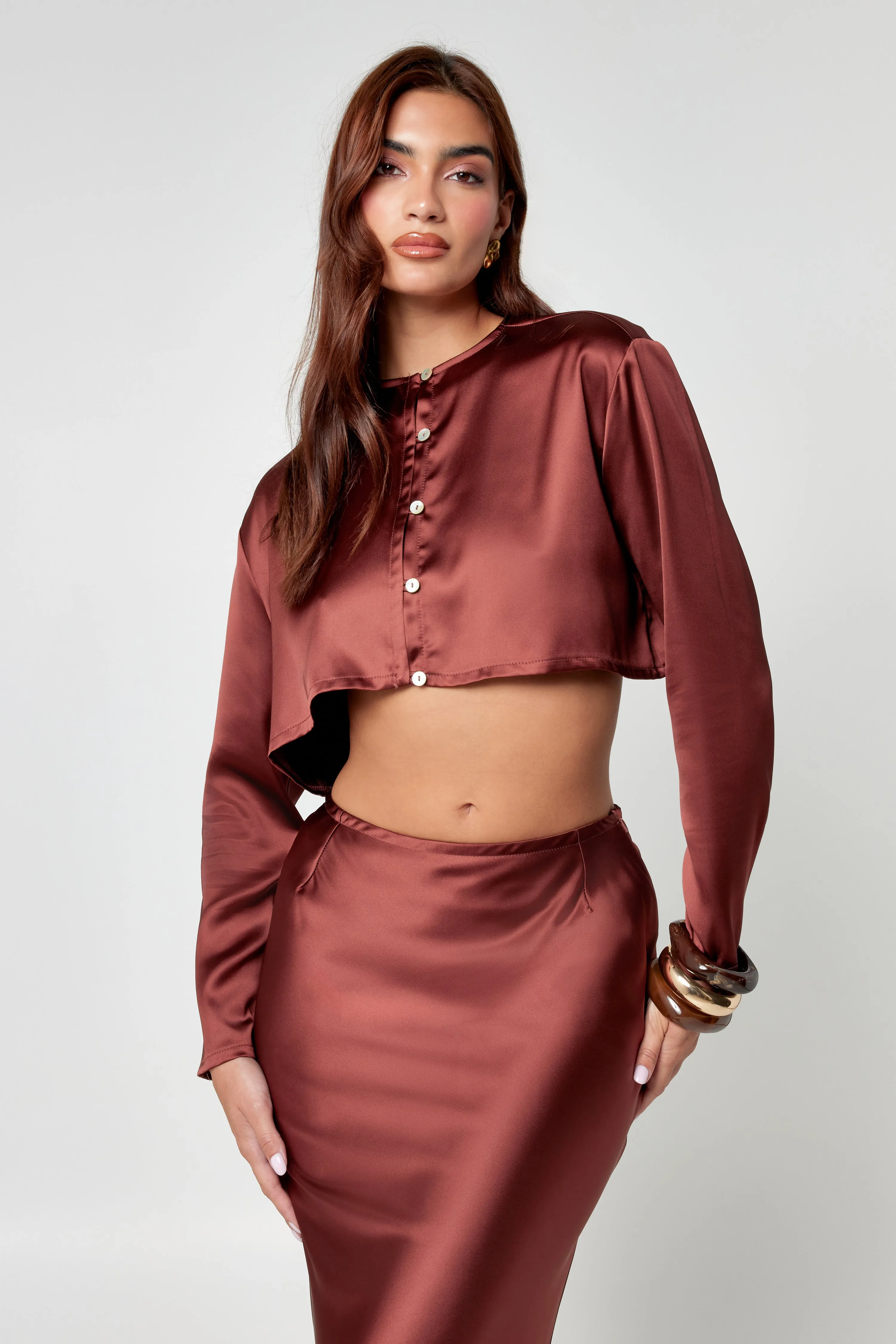 Brown Satin Blouse