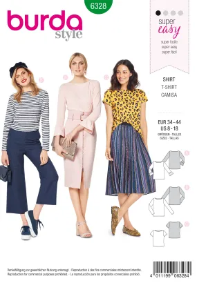 Burda Pattern 6328 Misses' top with boat neckline