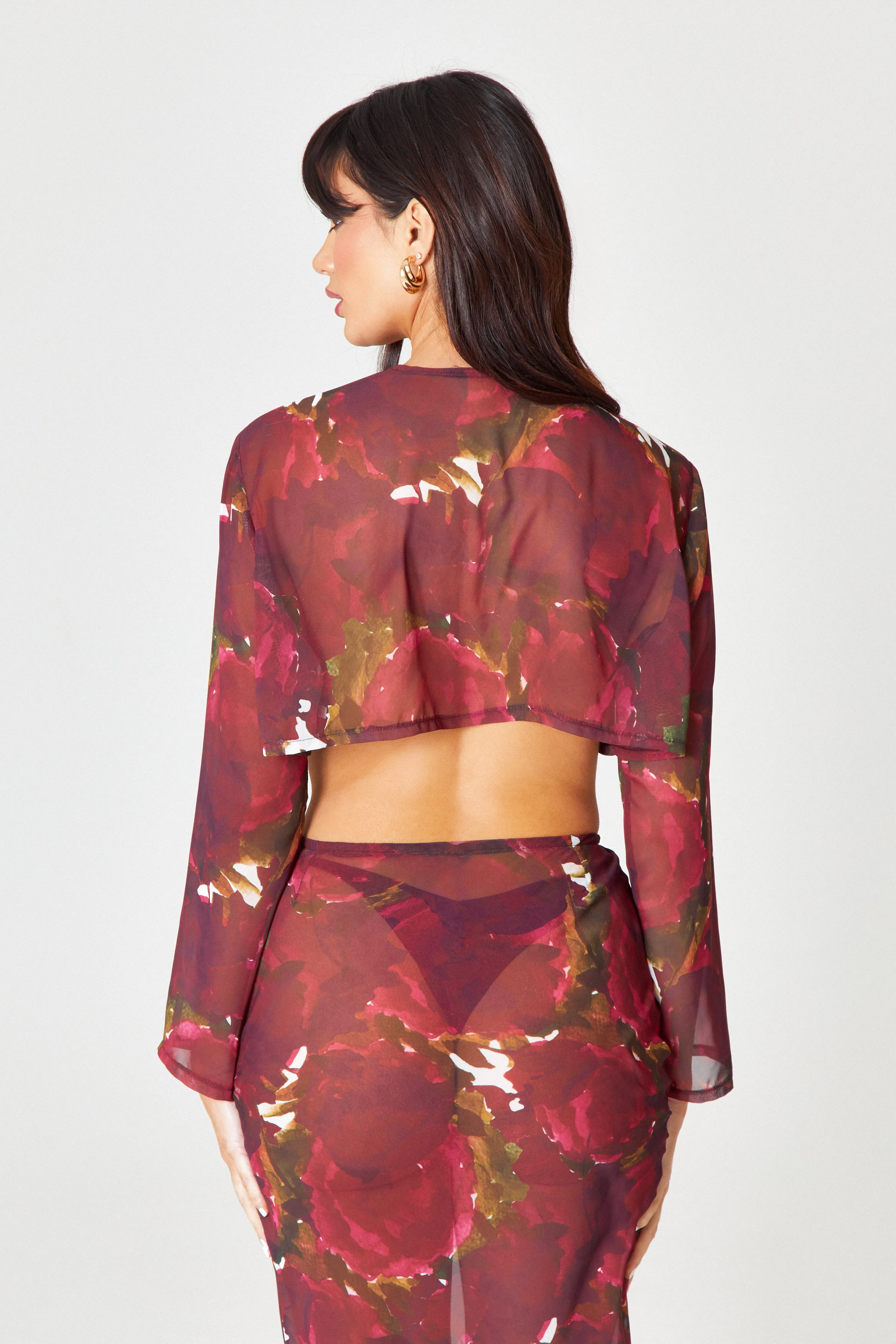 Burgundy Floral  Blouse