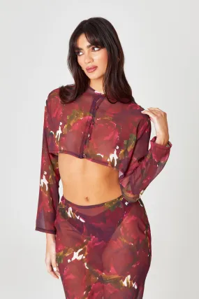 Burgundy Floral  Blouse