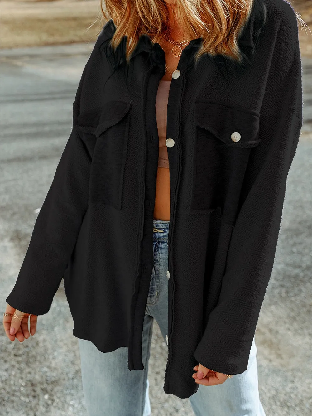 Button-Up Long Sleeve Jacket