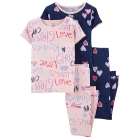 CARTER'S - Kids - 4-Piece Love 100% Snug Fit Cotton PJs