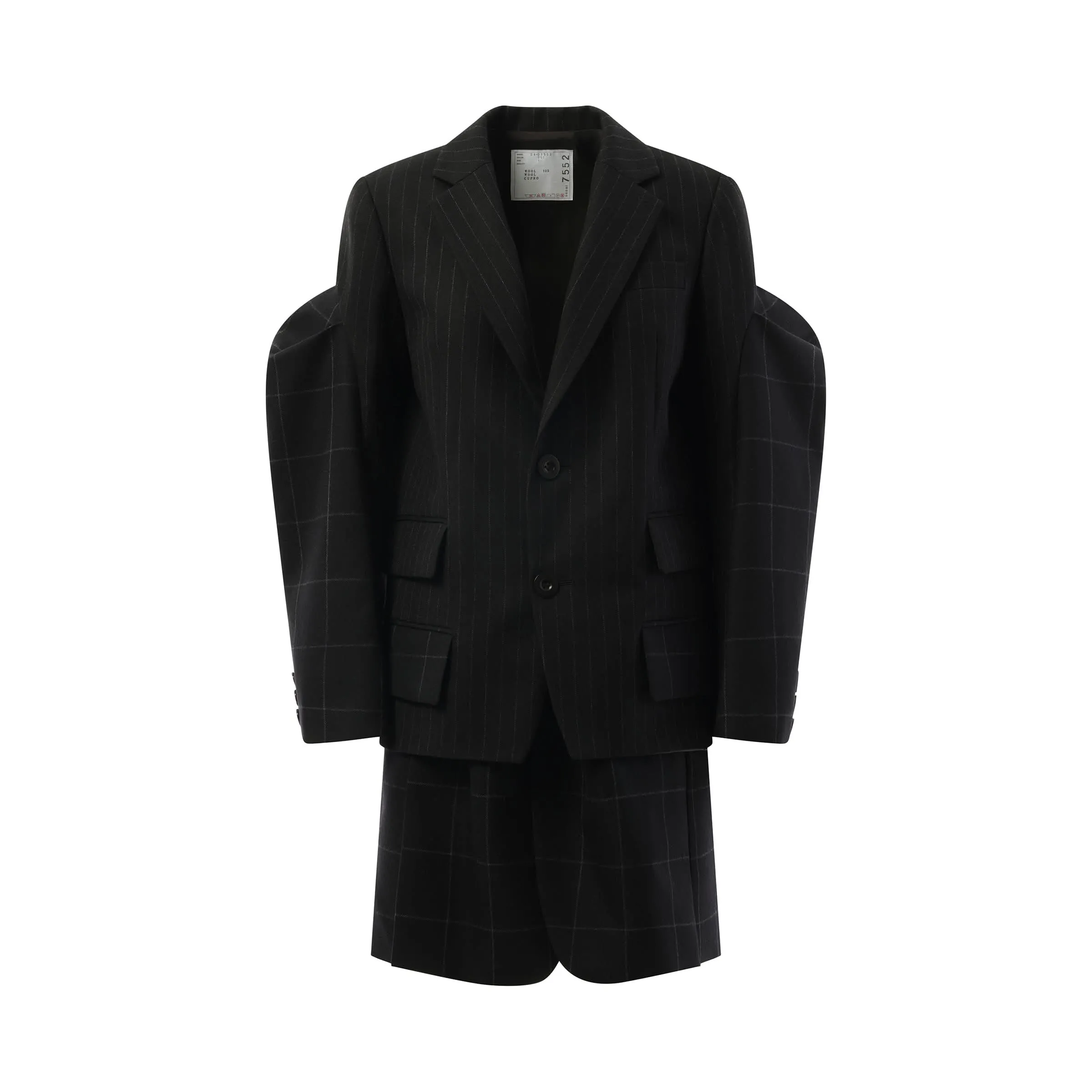 Chalk Stripe x Windowpane Jacket in Black