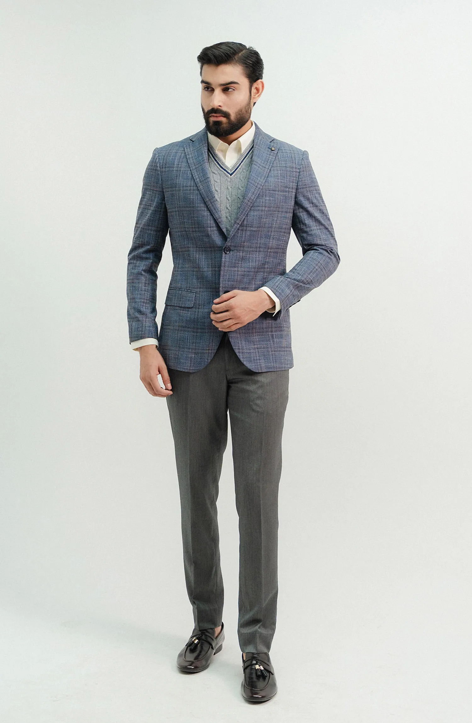 Check Textured Blazer