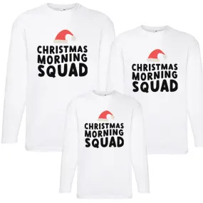 Christmas Morning Squad Matching LS White T-Shirts