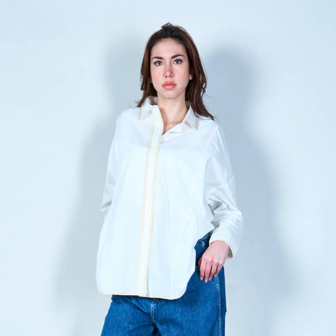 Contrast trim button-up blouse wholesale