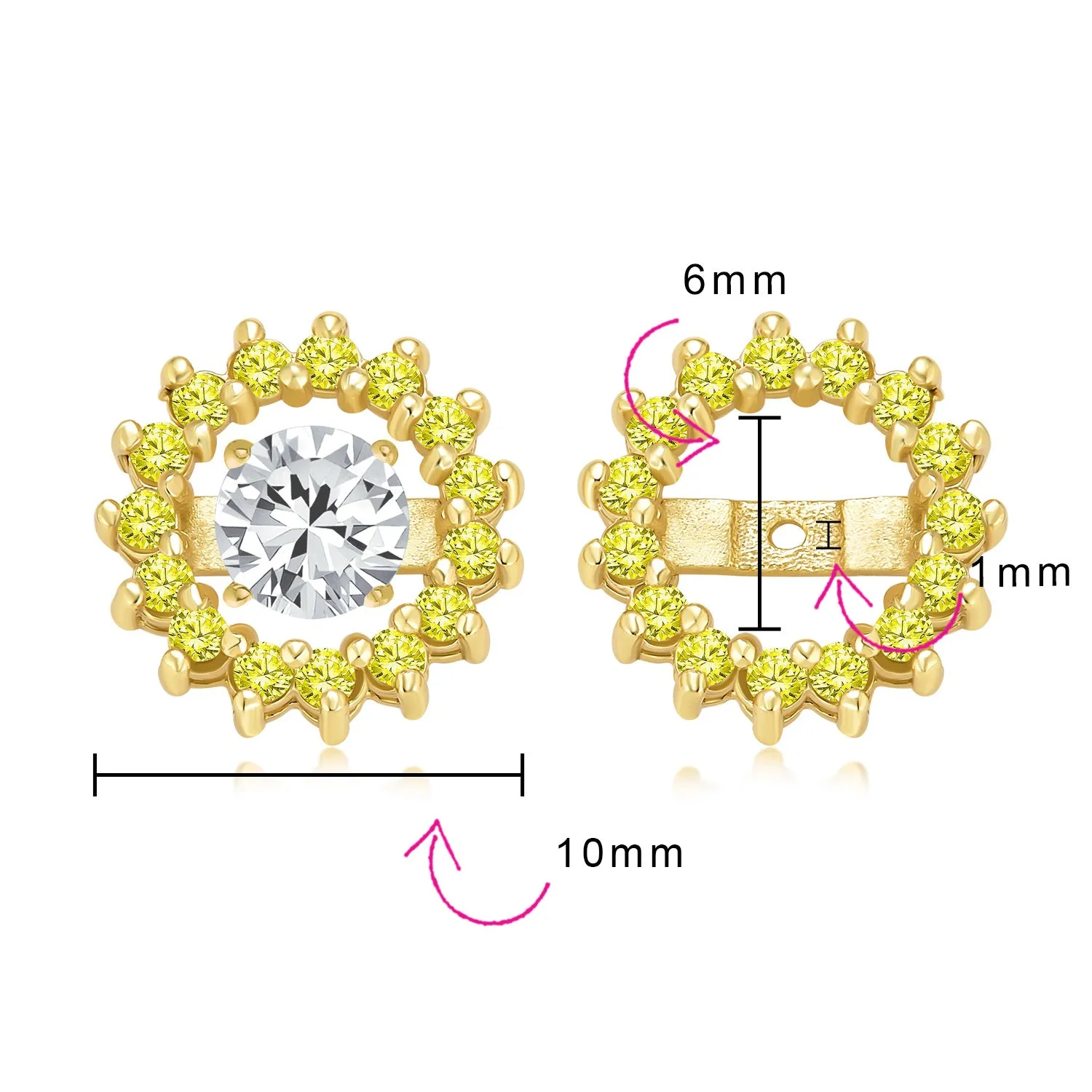 Cubic Zirconia Earring Jacket 14K Gold Plated Sterling Silver Multiple Colors