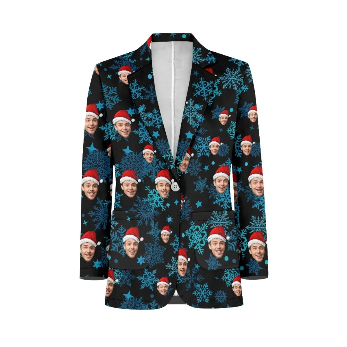 Custom Face Christmas Snowflake Blazers Ties Personalized Jacket Casual Coats For Men Women