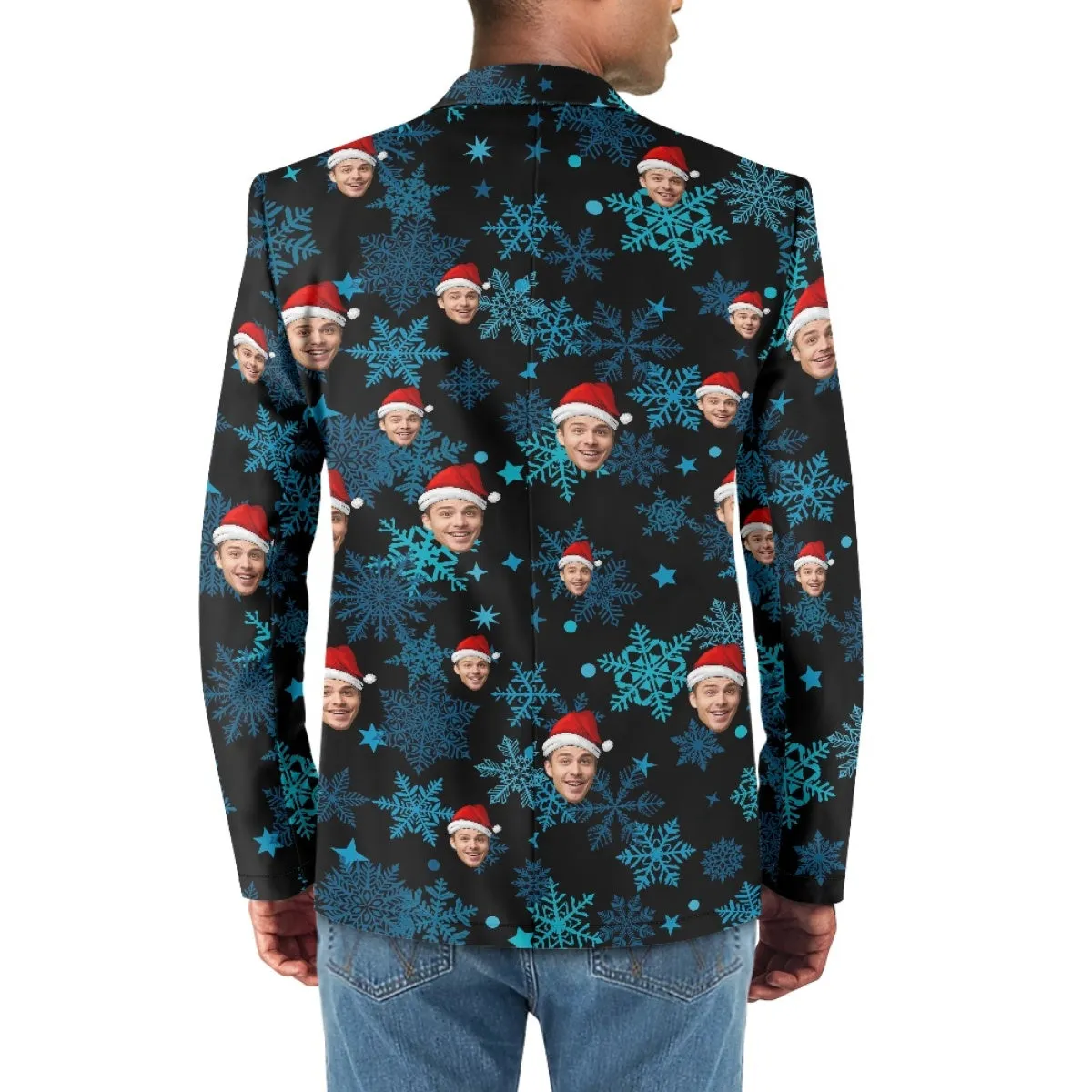 Custom Face Christmas Snowflake Blazers Ties Personalized Jacket Casual Coats For Men Women