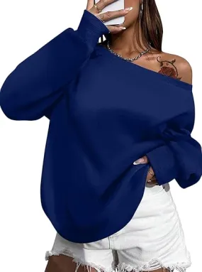 Deep Blue Comfy Pullover Sweatshirt w/Pockets