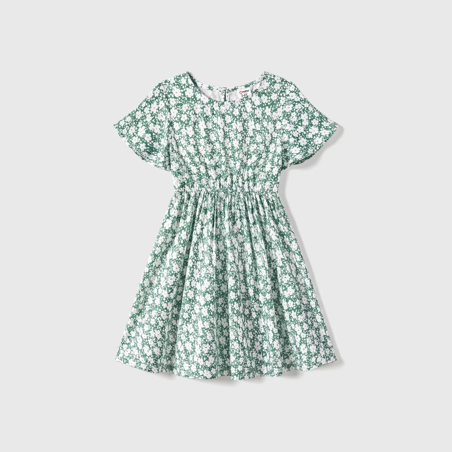 Family Matching Allover Floral Print Short-sleeve Dresses and Color Block Tops Sets