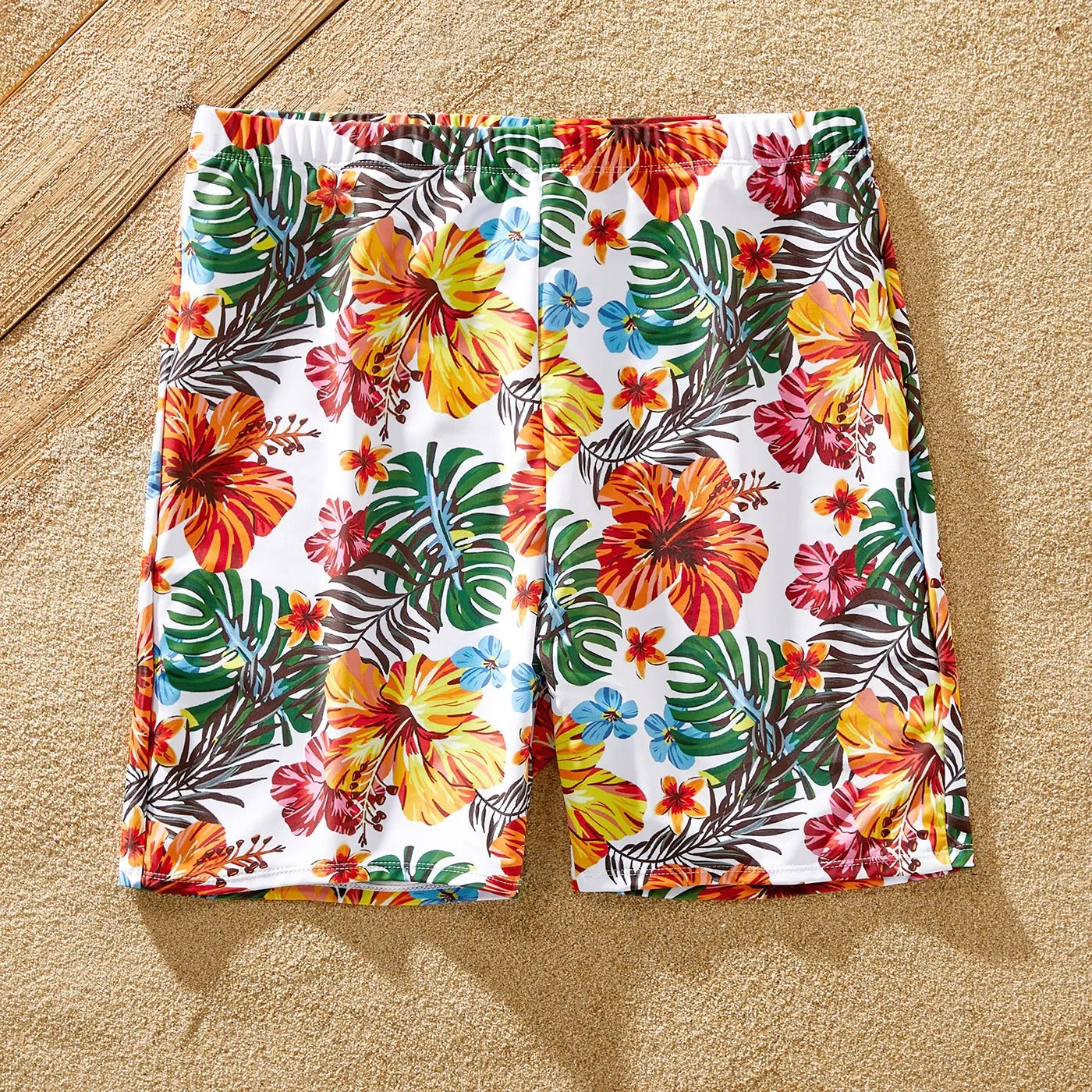 Family Matching Allover Tropical Plant Print Strappy Two-piece Swimsuit and Swim Trunks Shorts