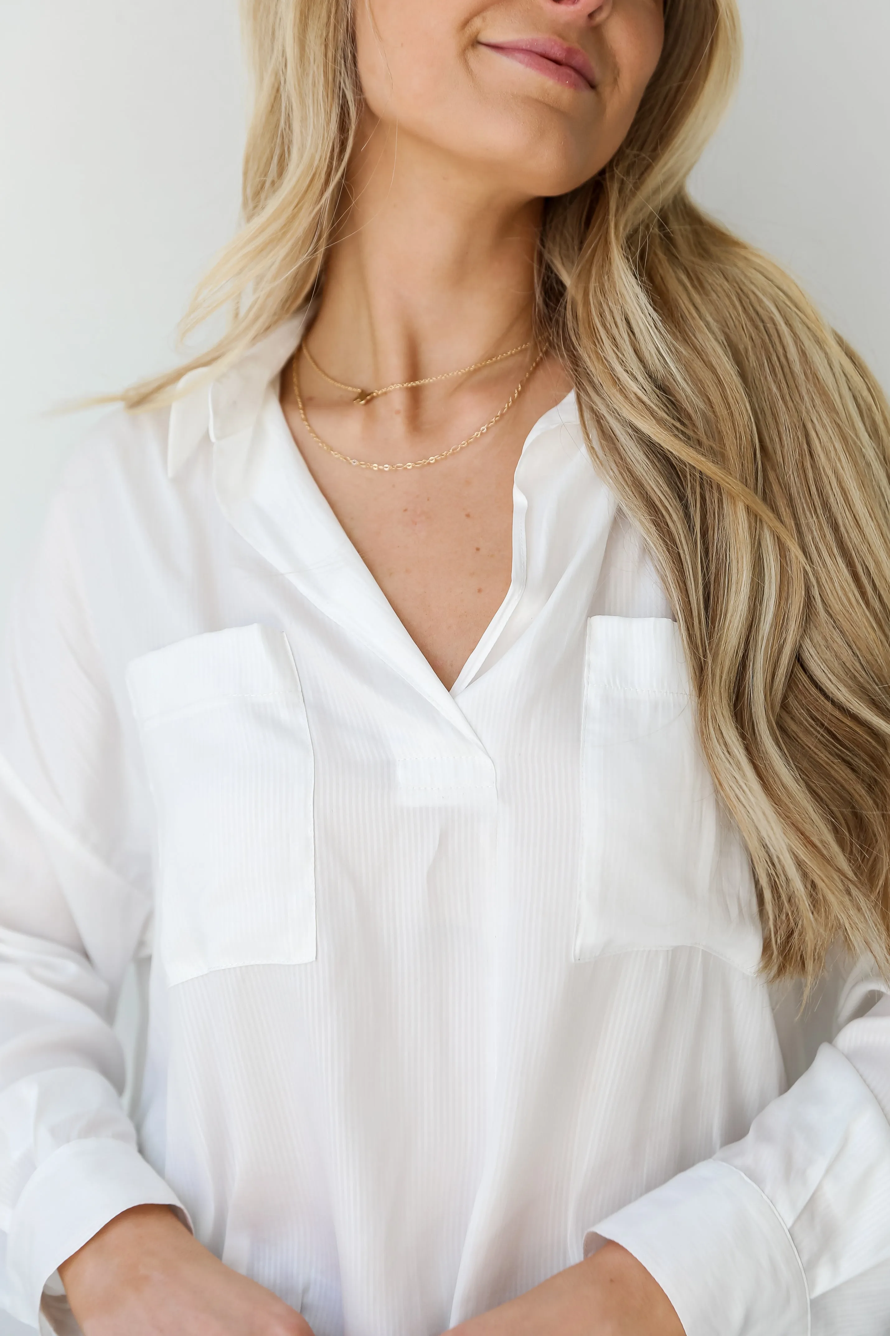 FINAL SALE - Effortless Upgrade White Satin Oversized Blouse