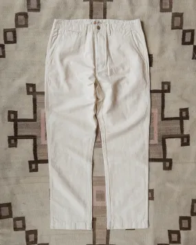 Flat Front Cotton Linen Twill Chino - Unbleached