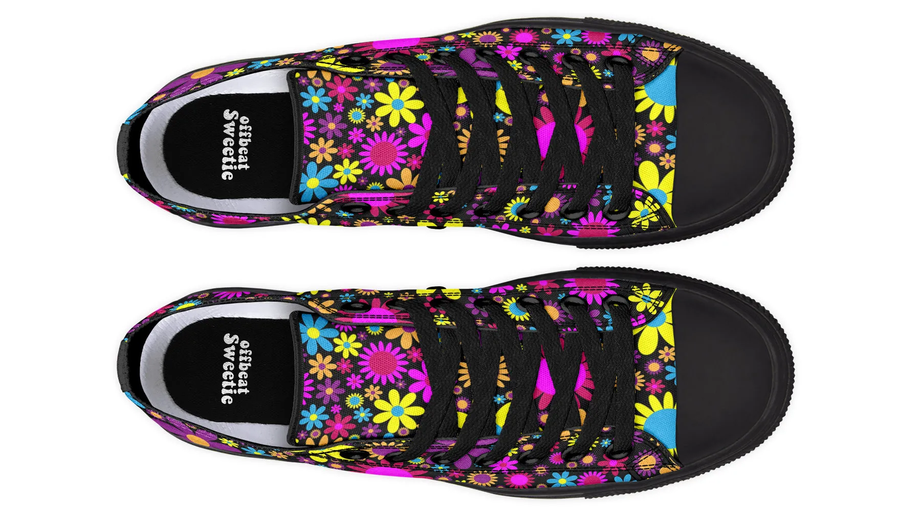 Funky Retro Flowers Low Tops