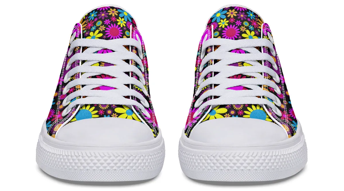 Funky Retro Flowers Low Tops