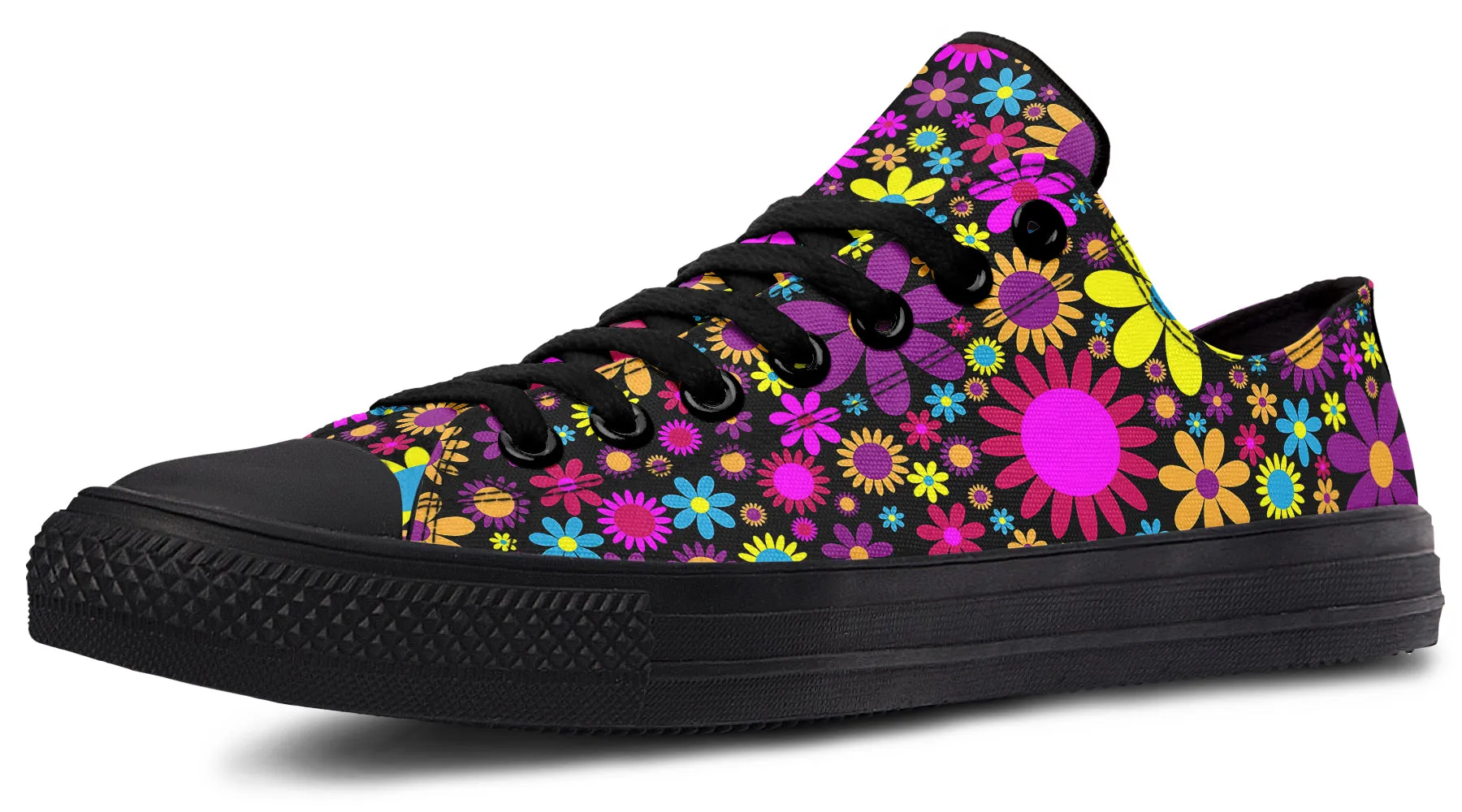 Funky Retro Flowers Low Tops