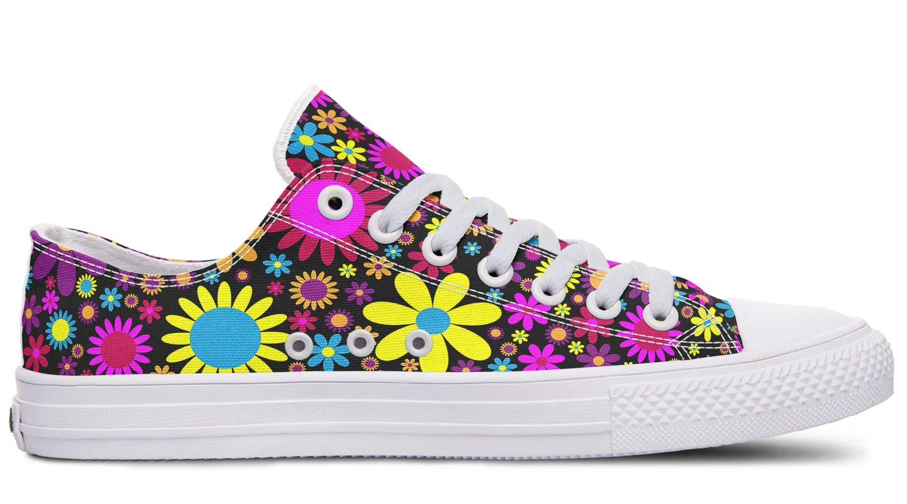 Funky Retro Flowers Low Tops