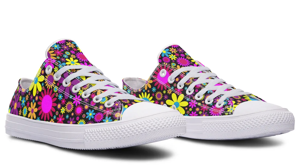 Funky Retro Flowers Low Tops