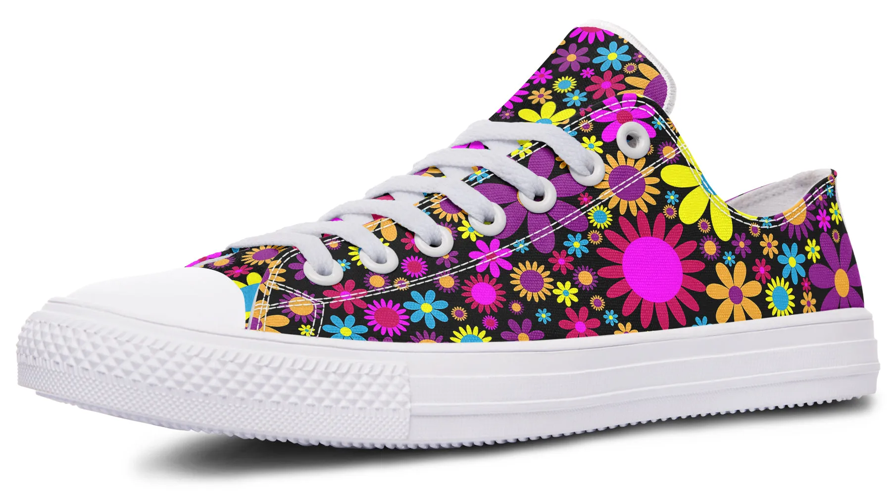 Funky Retro Flowers Low Tops