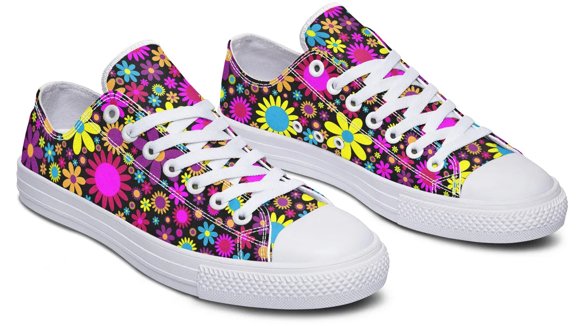 Funky Retro Flowers Low Tops