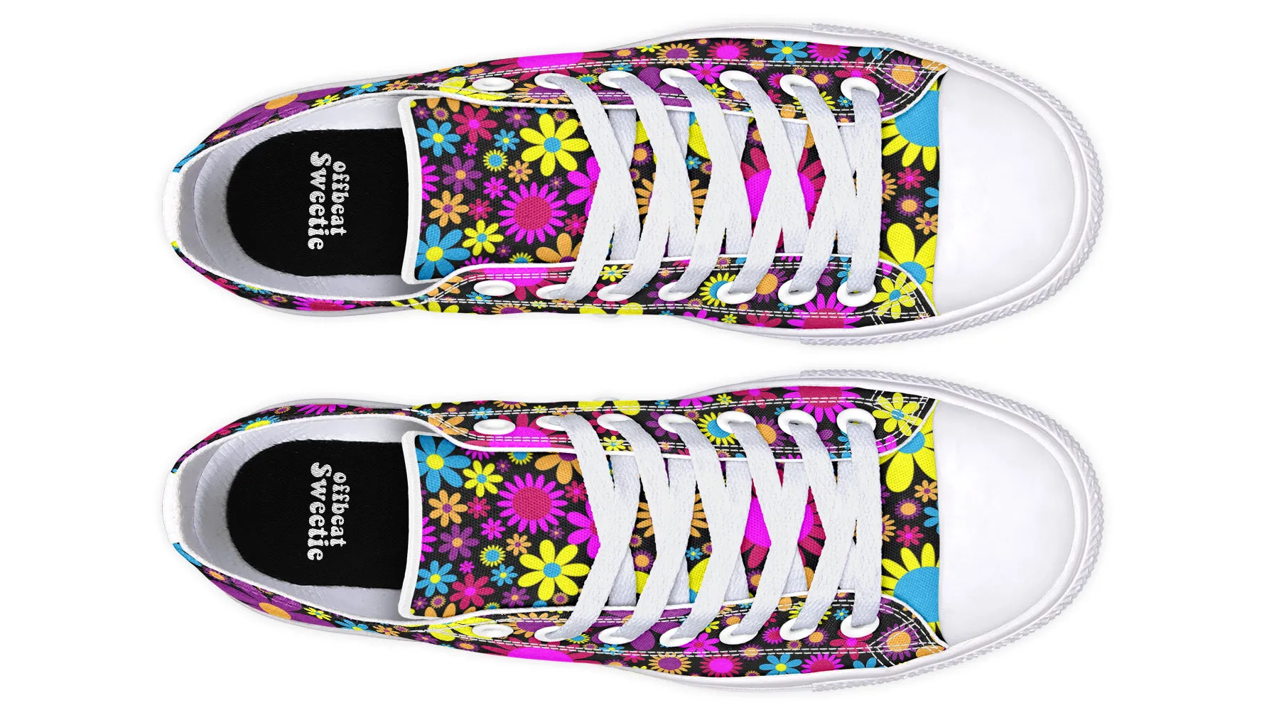 Funky Retro Flowers Low Tops