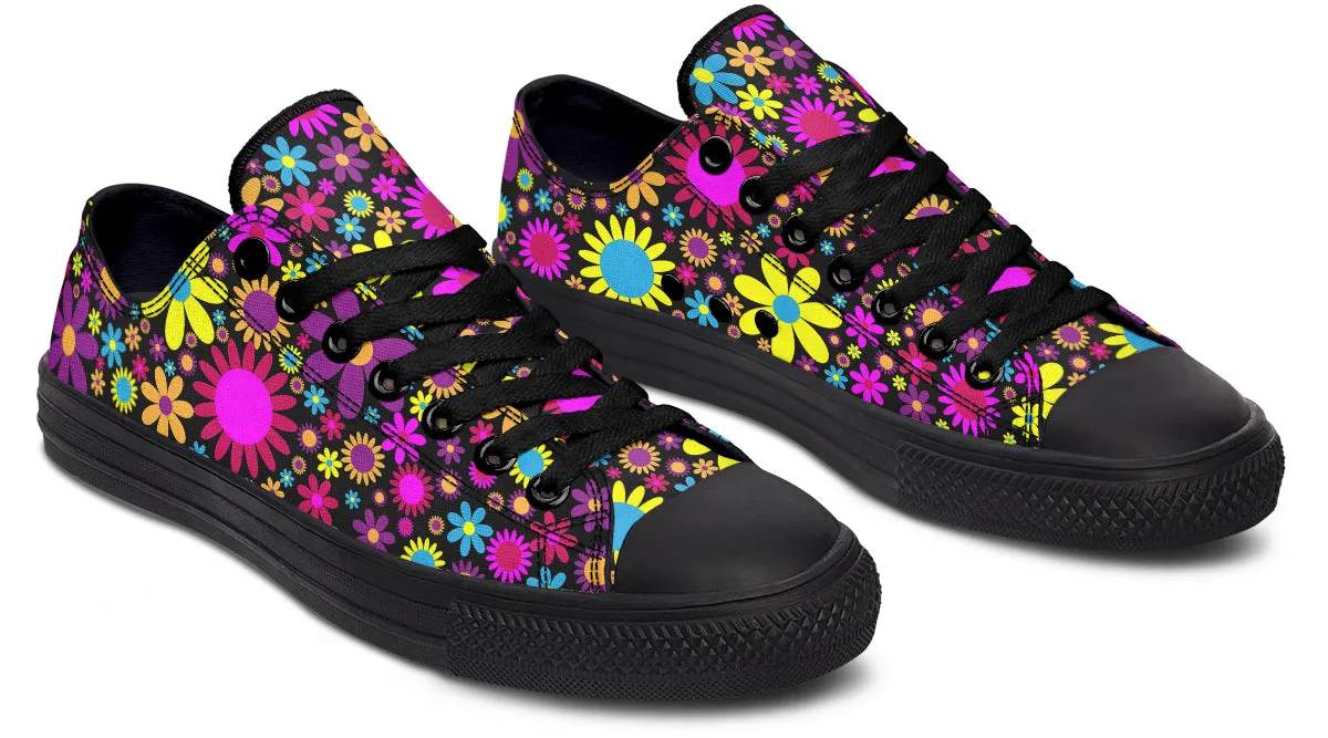 Funky Retro Flowers Low Tops