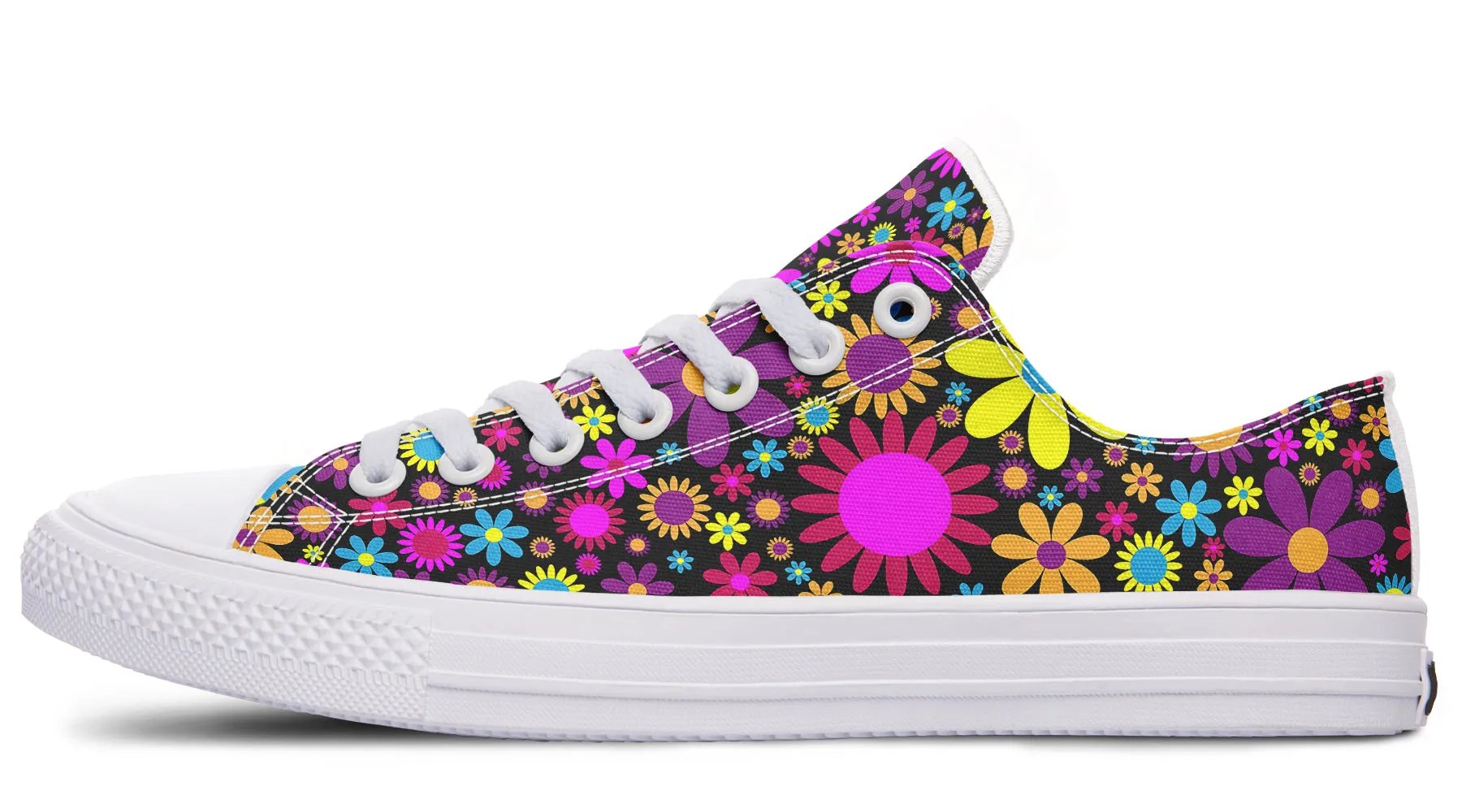 Funky Retro Flowers Low Tops