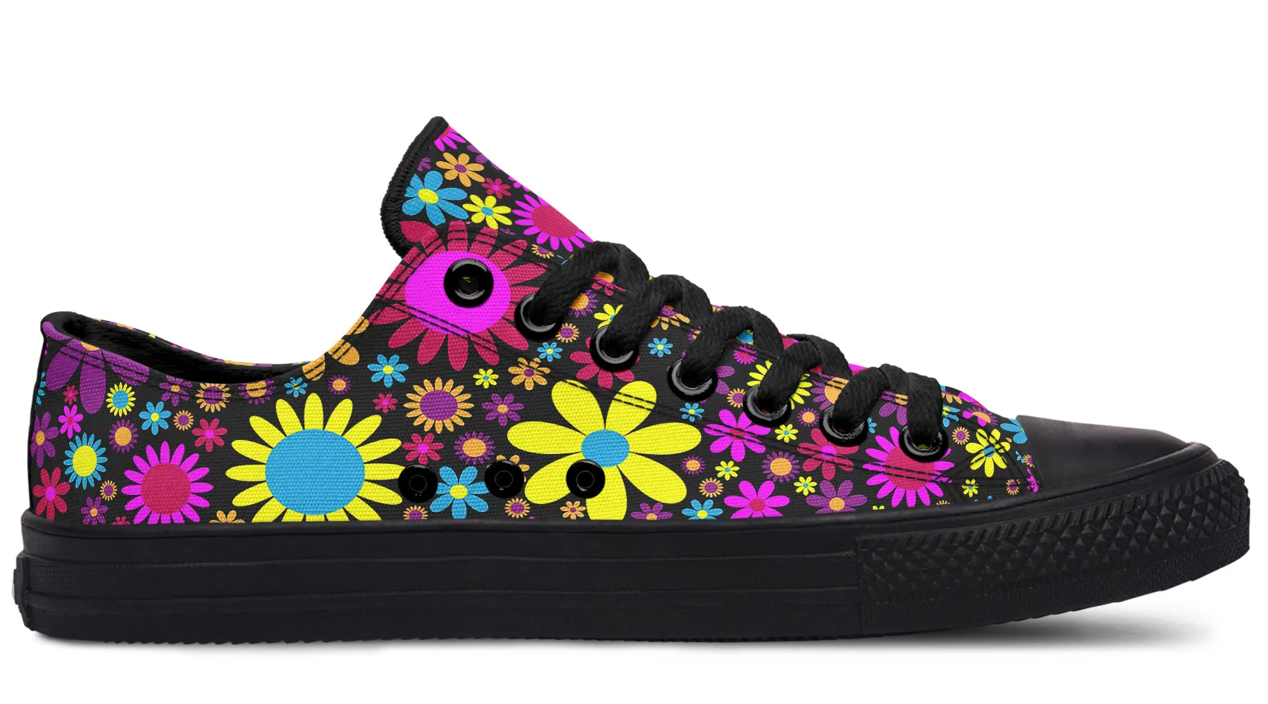 Funky Retro Flowers Low Tops