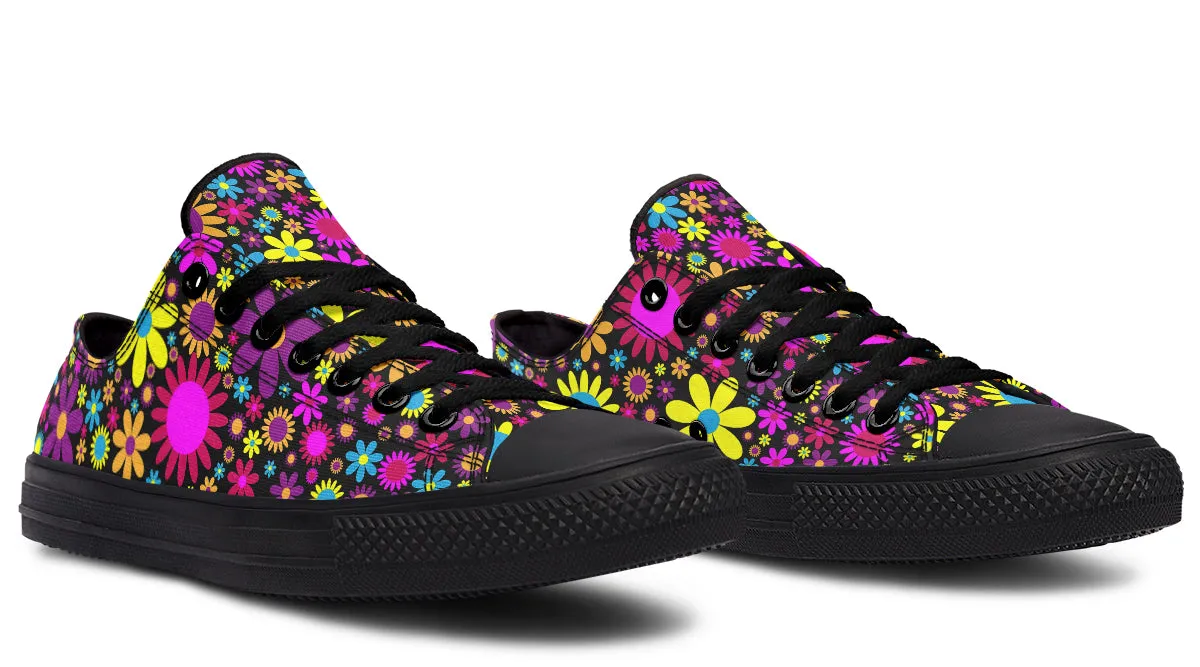 Funky Retro Flowers Low Tops