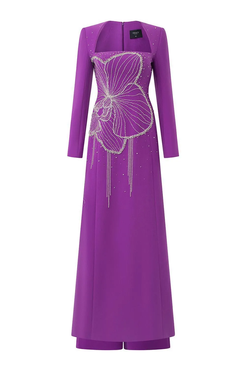 Gleams A-line Long Sleeved Velvet Satin Floor Length Ao Dai