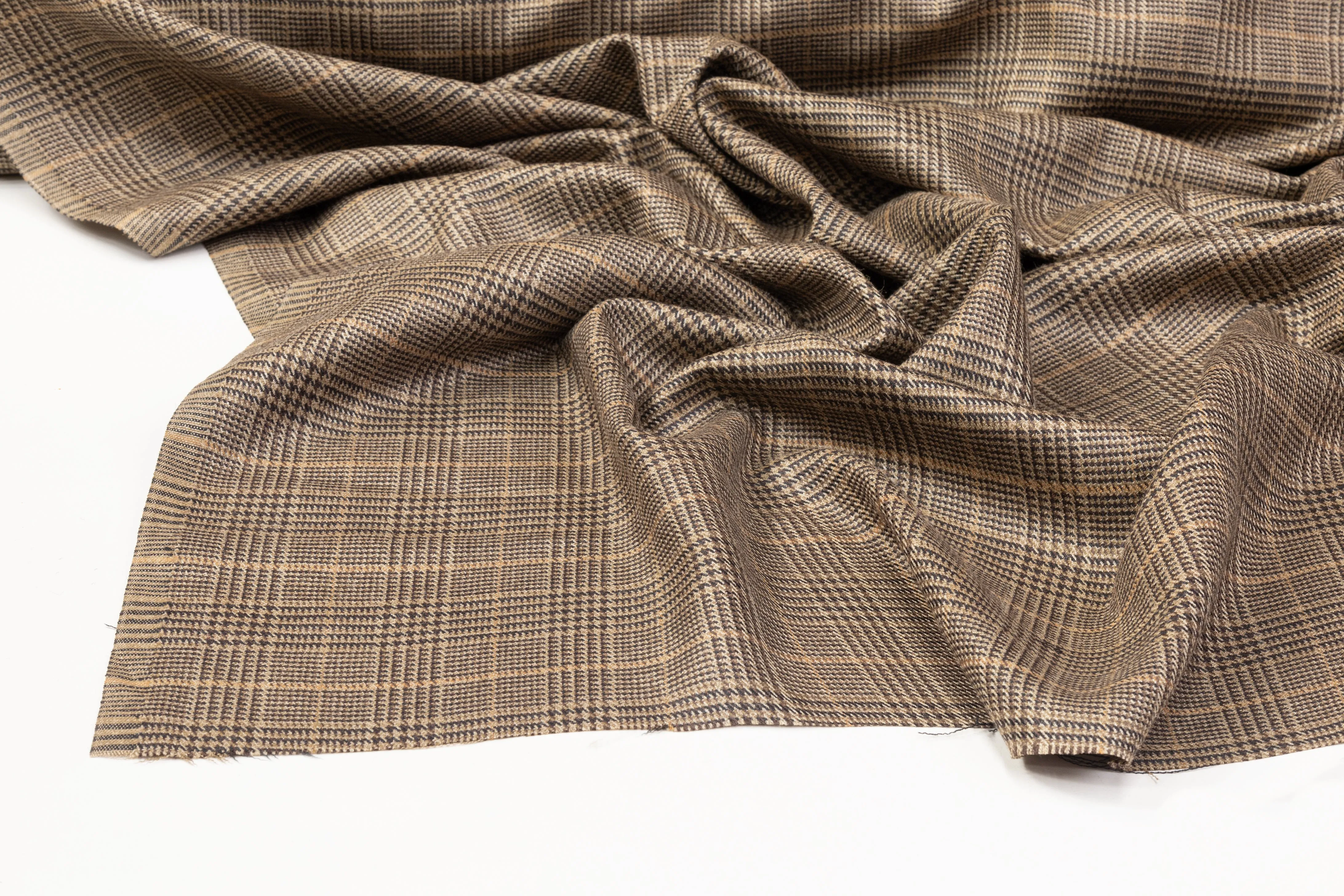 Glen Check Italian Wool Suiting - Brown