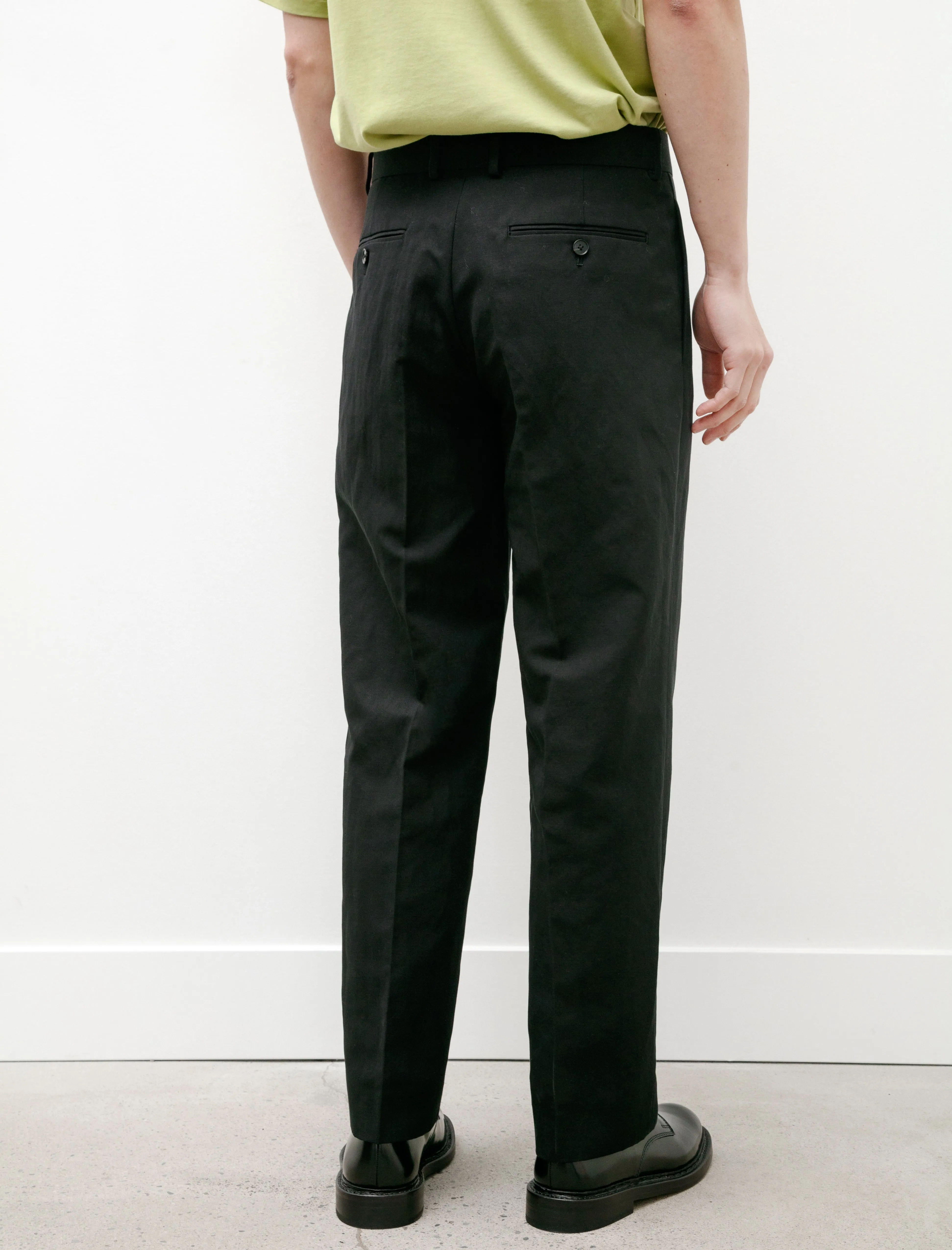 Hard Twist Linen Chino Slacks Black