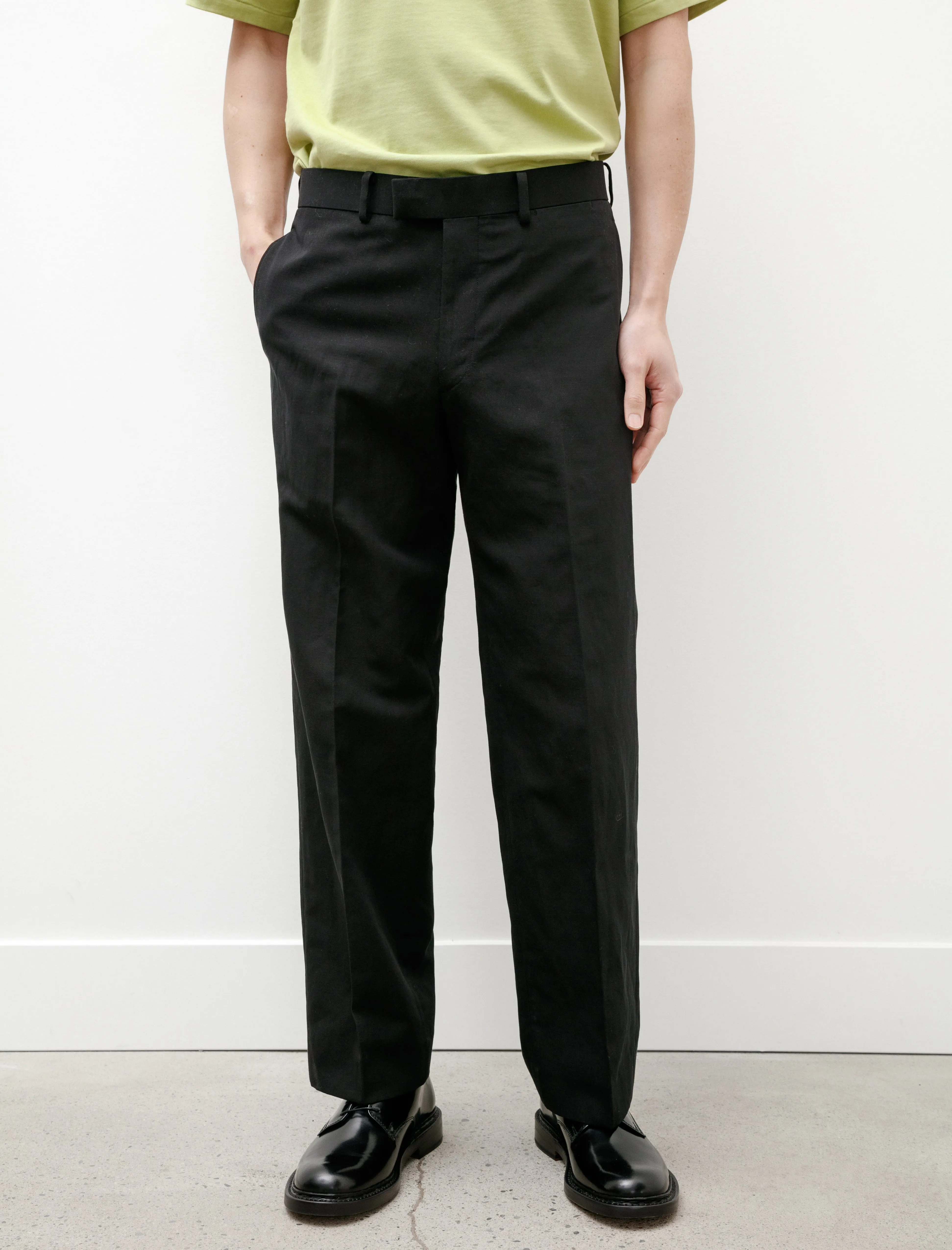 Hard Twist Linen Chino Slacks Black