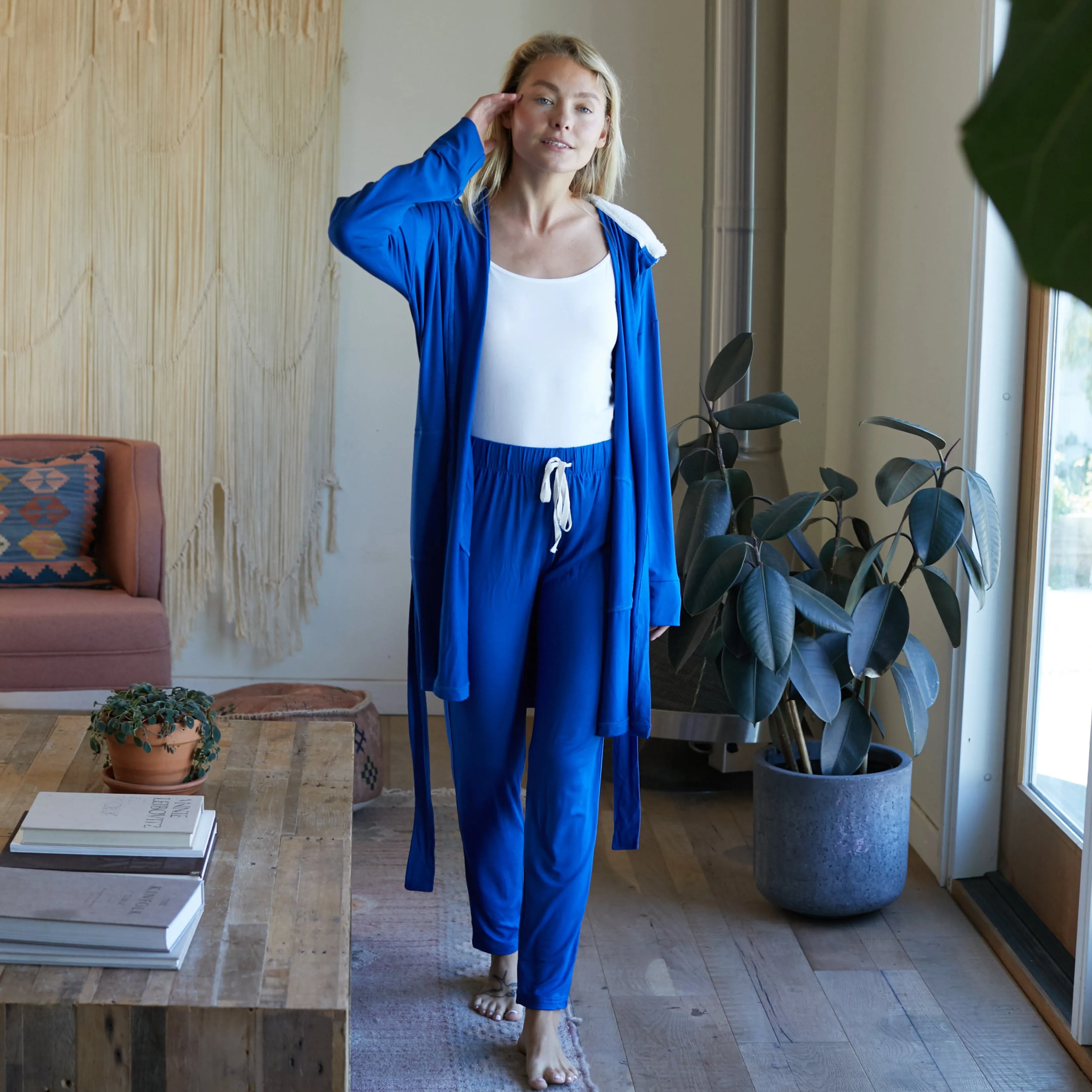 Hooded Jersey Robe & Pants Loungewear