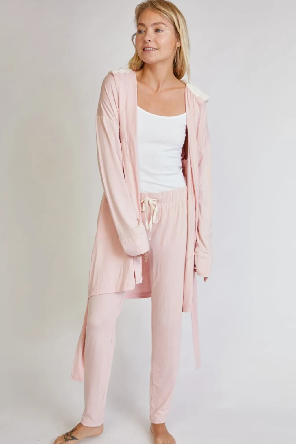 Hooded Jersey Robe & Pants Loungewear