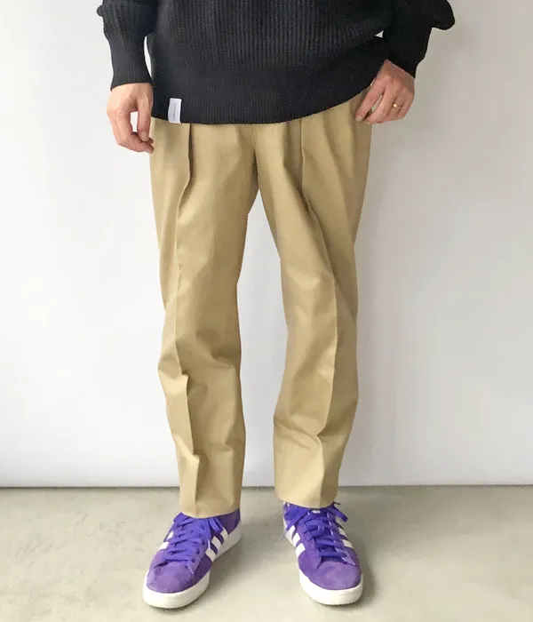 INTERIM/FRENCH ARMY CHINO 2-TUCK WIDE TAPERED SLACKS (BEIGE)