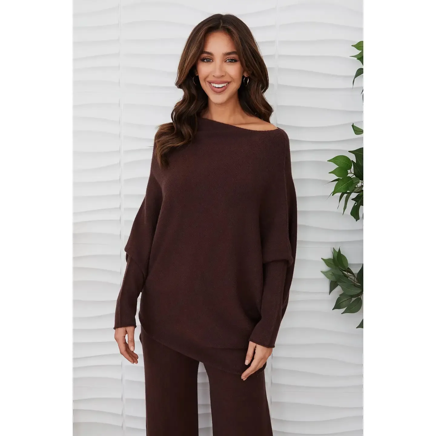 Italian Asymmetrical Sweater in Chocolate