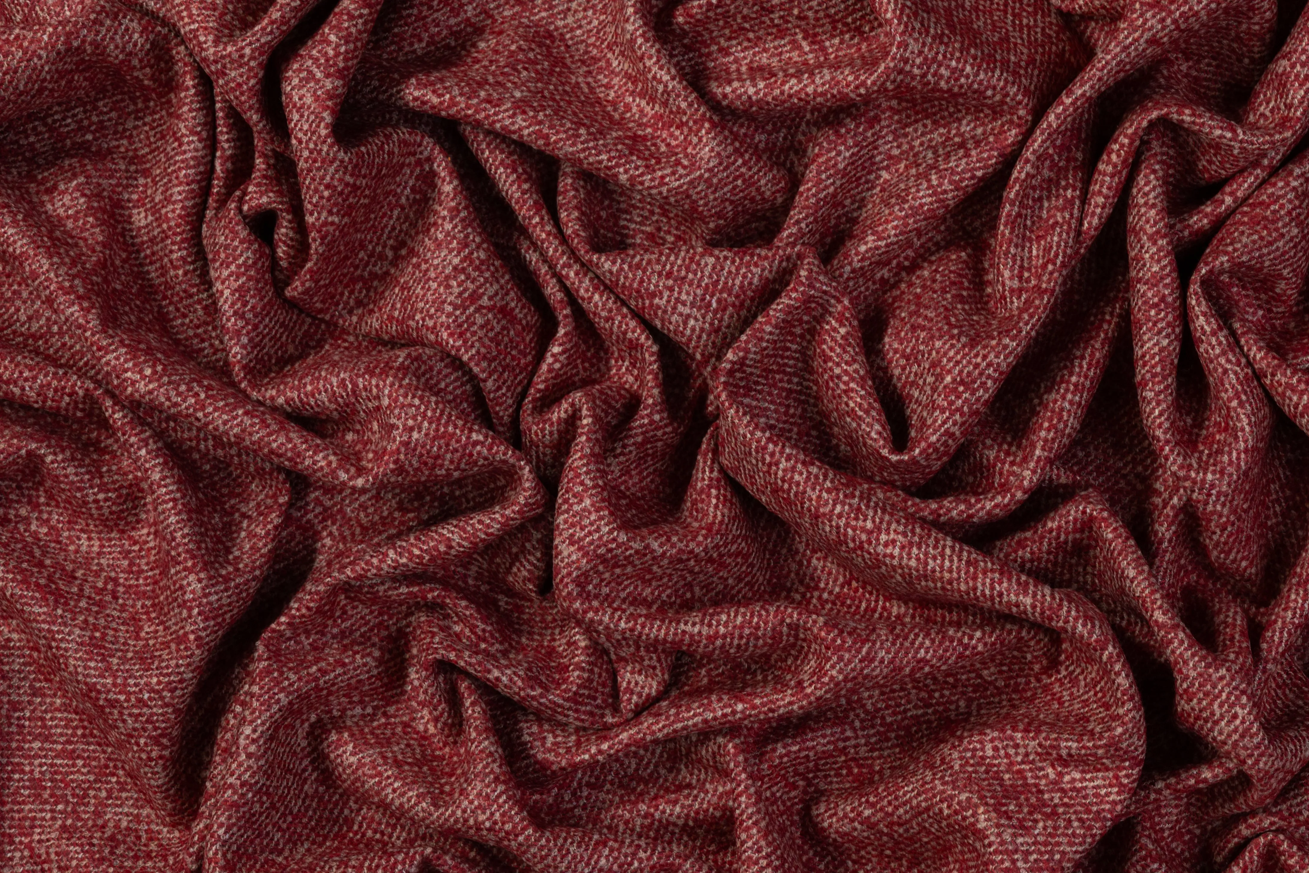 Italian Wool Blend Tweed - Maroon / Beige