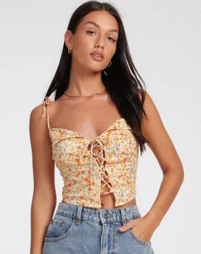 Kali Cami Top in Ditsy Tangerine